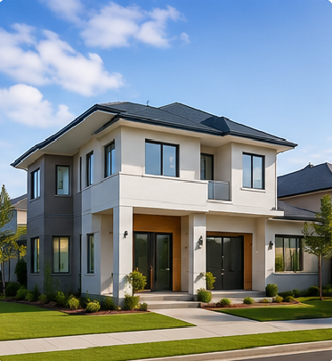 Modern two-story suburban residential home for residential estimating services.
